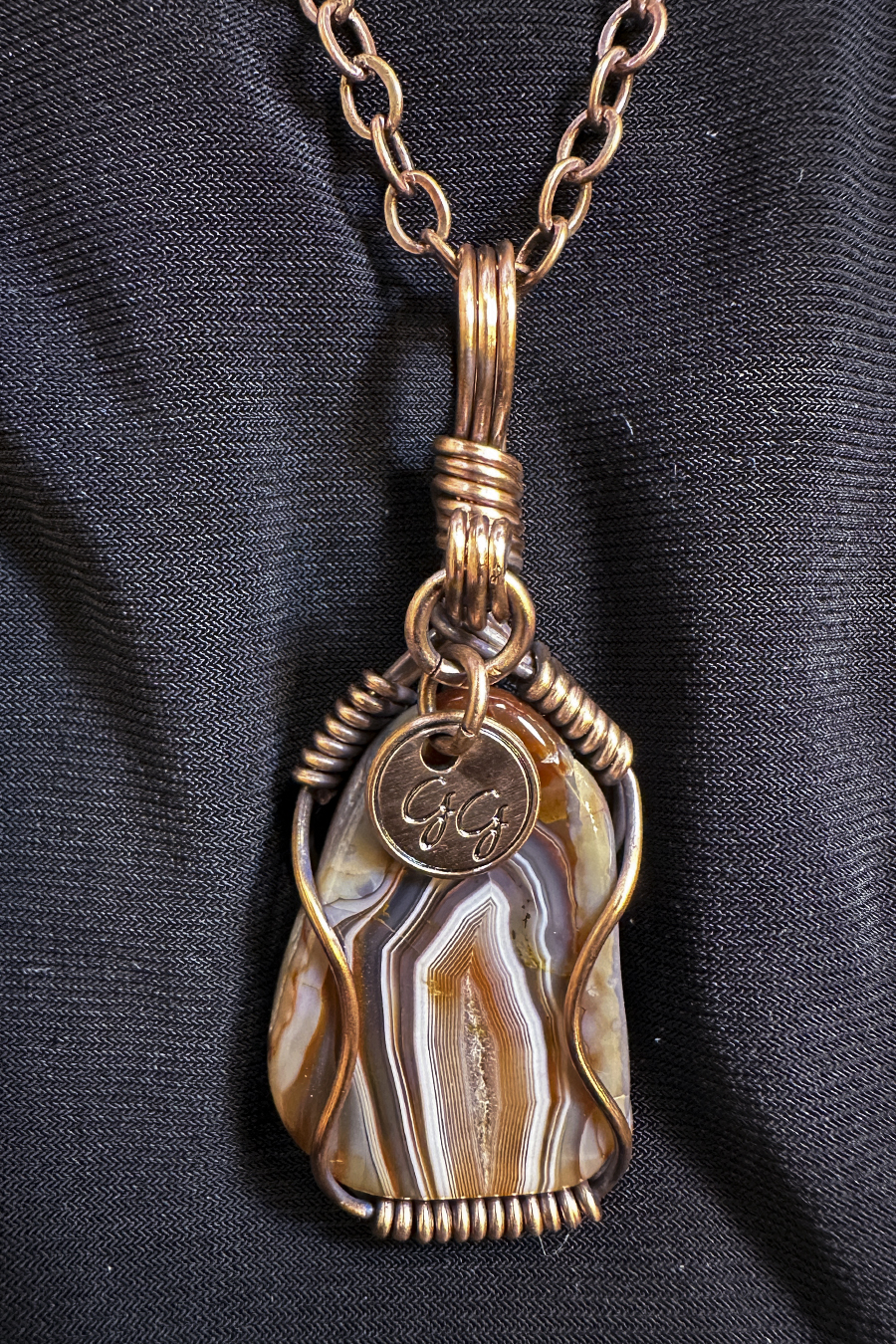 Lake Superior Agate Pendant - Amber Brown III