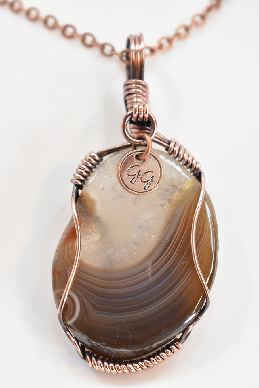 Big Earthy Agate Pendant II - Great Banding