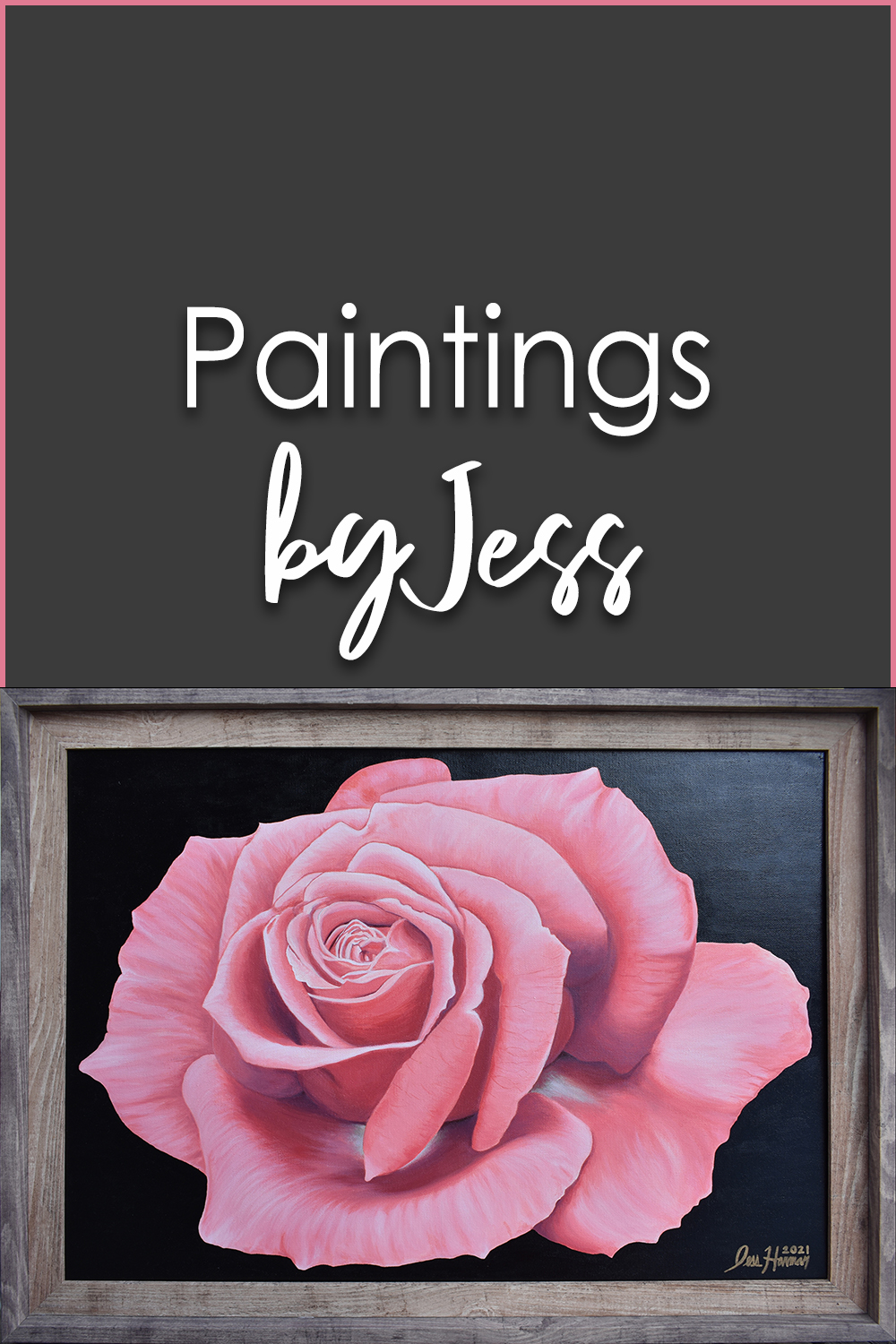Framed Elegant Pink Rose on Canvas